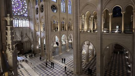 L'intérieur de la cathédrale Notre-Dame de Paris le 29 novembre 2024. (CHRISTOPHE PETIT TESSON / POOL / EPA / MAX PPP)